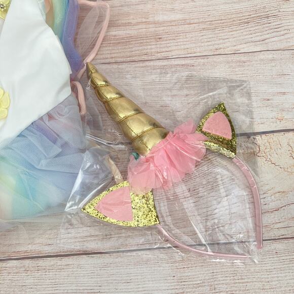 White/Rainbow Unicorn Girl Dresses Party Princess Flower Costume 13-14 Years - Picture 9 of 14